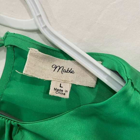 These Three Boutique Mable Satin Front Tie Mini Dress in Kelly Green - Picture 9 of 9